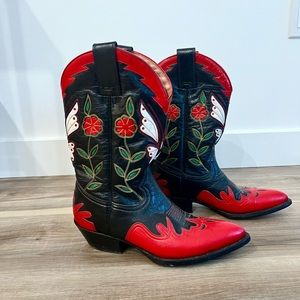 Gorgeous Vintage Cowboy Boots Sz 7.5 with Butterfly & Floral Designs